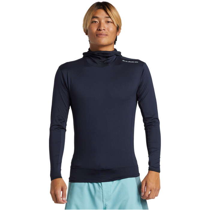 2024 Quiksilver Mens Highline Camisola De Manga Comprida Com Capuz UPF 50 Surf T-Shirt AQYWR03145 - Dark Navy